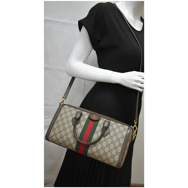 GUCCI Ophidia GG Canvas Medium Top Handle Shoulder Bag Beige 524532
