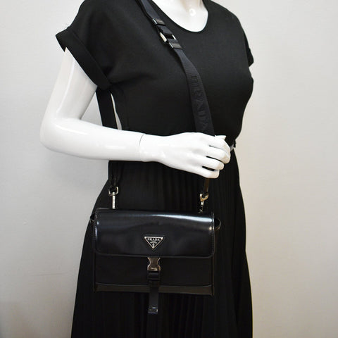 Prada Re-Nylon Leather Shoulder Bag Black - Buy at DDH