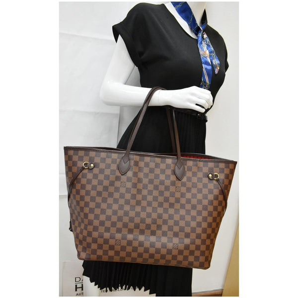 LOUIS VUITTON Neverfull GM Damier Ebene Tote Shoulder Bag Brown