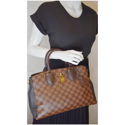 LOUIS VUITTON Normandy Damier Ebene Satchel Bag Brown