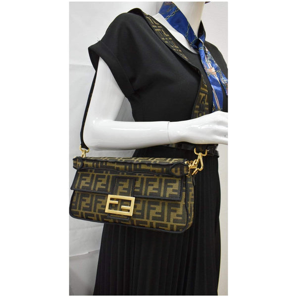 Fendi Mini Baguette Zucca Canvas Shoulder Bag - DDH