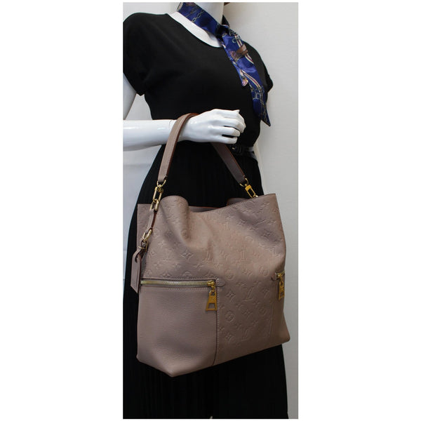 LOUIS VUITTON Melie Empreinte Leather Hobo Bag Beige