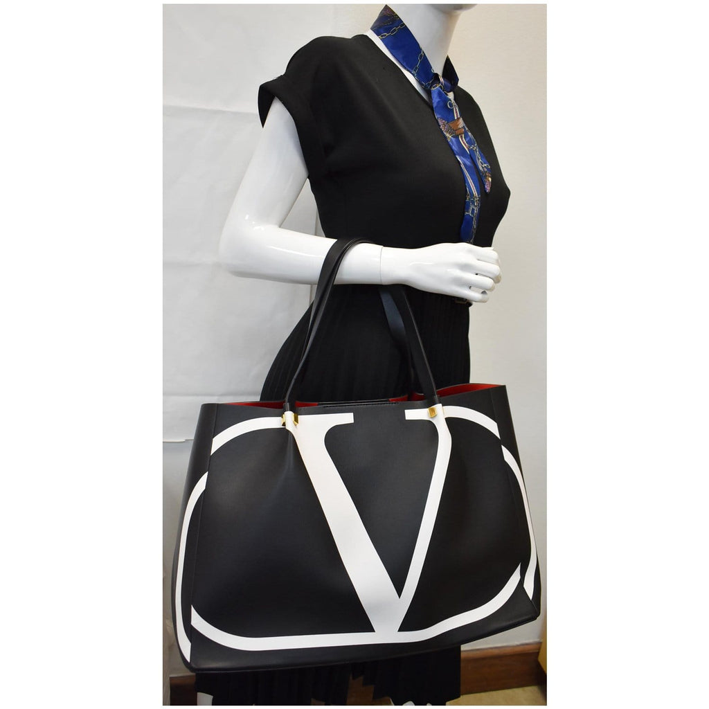 Valentino Large Escape V-logo Black Pvc Tote - MyDesignerly