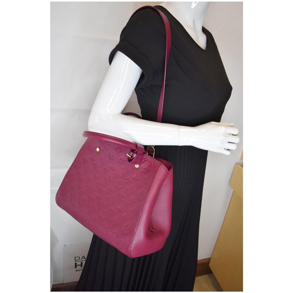 LOUIS VUITTON Montaigne MM Monogram Empreinte Shoulder Bag Raisin