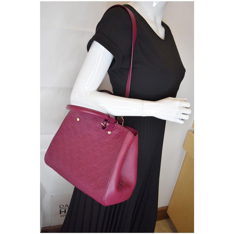 LOUIS VUITTON Montaigne MM Monogram Empreinte Shoulder Bag Raisin