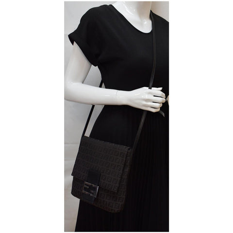 FENDI Vintage Zucca FF Canvas Crossbody Bag Brown