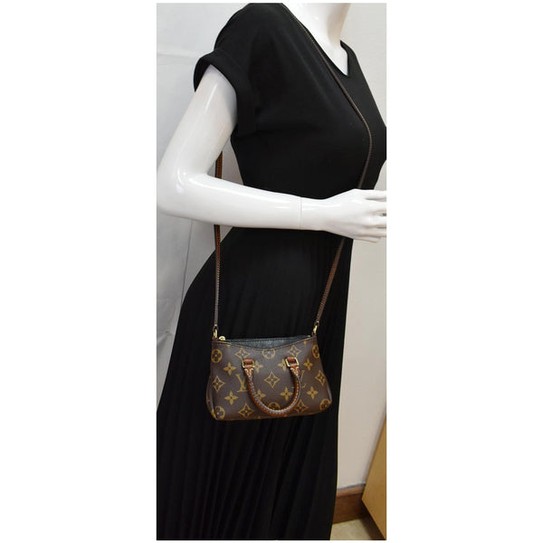 LOUIS VUITTON Nano Pallas Monogram Canvas Crossbody Bag Brown