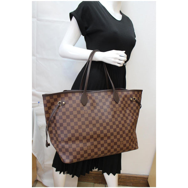 LOUIS VUITTON Neverfull GM Damier Ebene Tote Shoulder Bag Brown
