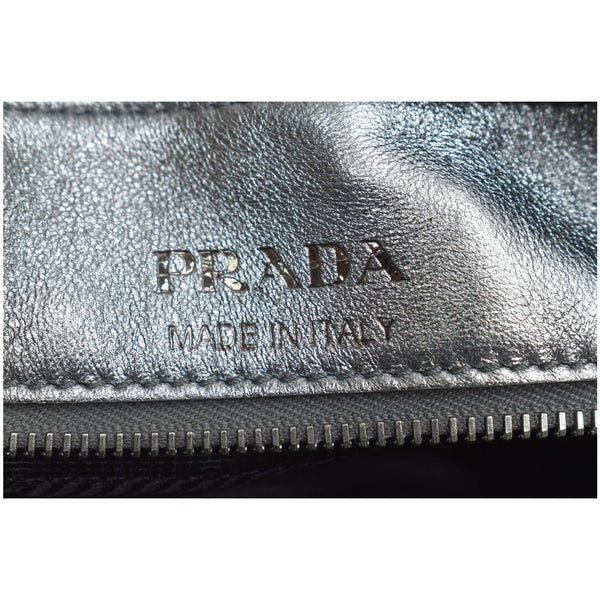 PRADA Diagramme Leather Crossbody Bag Metallic Silver