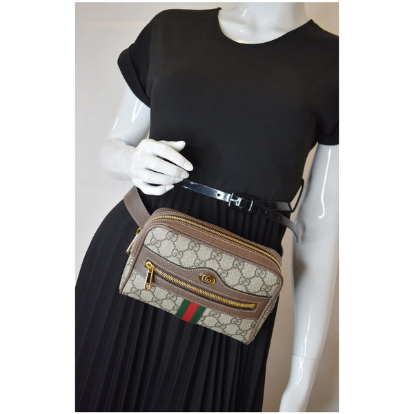 GUCCI Ophidia Small GG Supreme Canvas Web Belt Bag Brown 517076