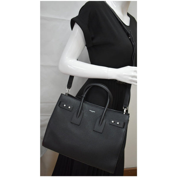 YVES SAINT LAURENT Sac de Jour Small Grained Leather Shoulder Bag Black