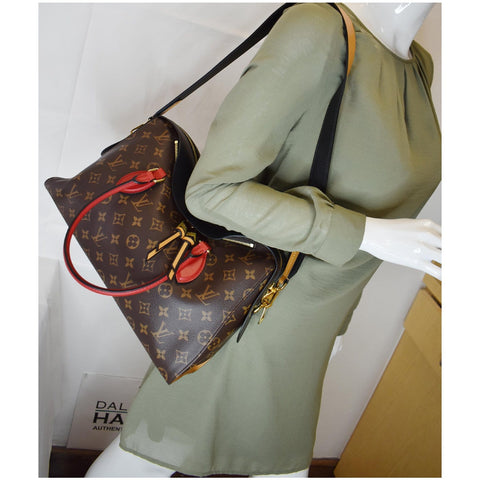 LOUIS VUITTON Tuileries Monogram Canvas Tote Shoulder Bag Brown