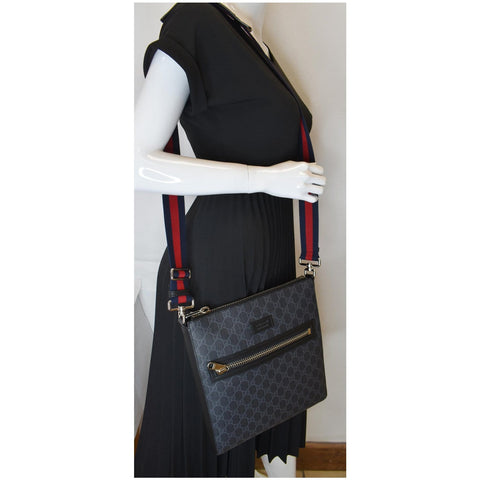 GUCCI GG Supreme Square Messenger Bag Black 474137