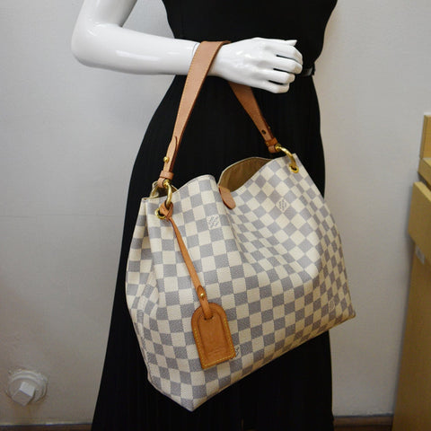LOUIS VUITTON Graceful PM Damier Azur Shoulder Bag White