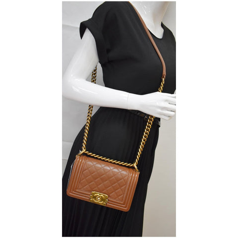 Chanel Small Boy CC Chain Leather Shoulder Bag - DDH