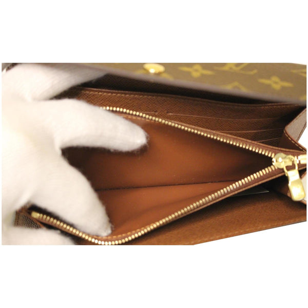 Lv Sarah NM Monogram Canvas Wallet Brown Interior