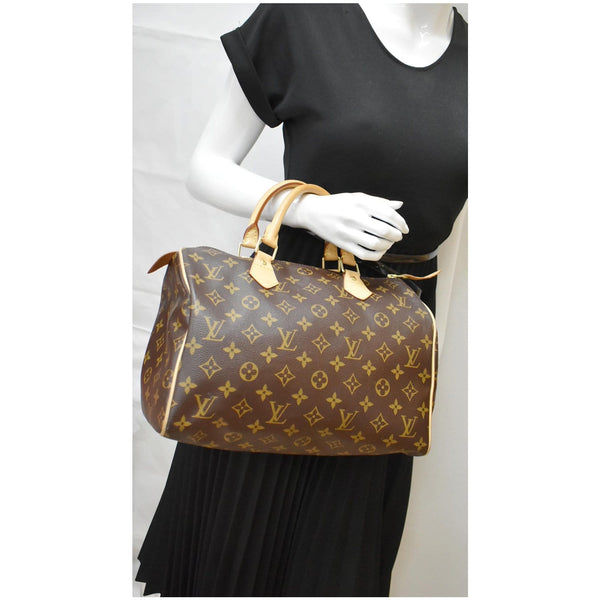 LOUIS VUITTON Speedy 30 Monogram Canvas Satchel Bag Brown