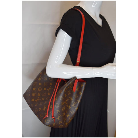 LOUIS VUITTON Neonoe Monogram Canvas Shoulder Bag Coquelicot