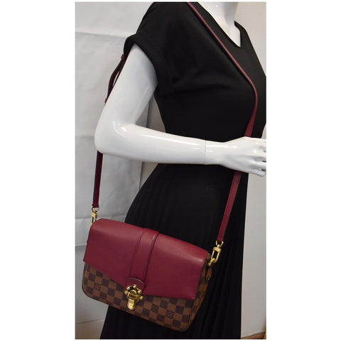 LOUIS VUITTON Clapton Damier Ebene Crossbody Bag Raisin
