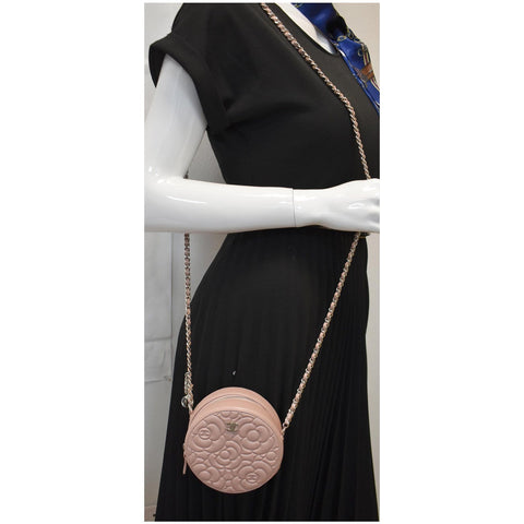 Chanel Camellia Round Leather Crossbody Bag - light pink chain Bag | DDH
