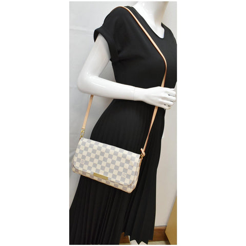 LOUIS VUITTON Favorite MM Damier Azur Crossbody Bag White