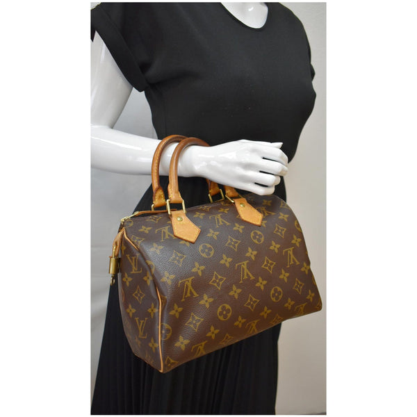 Louis Vuitton Speedy 25 Monogram Canvas Satchel Bag Brown