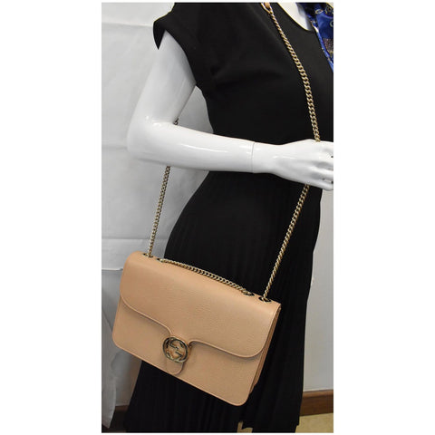 Gucci Interlocking GG Calfskin Leather Shoulder Bag Women