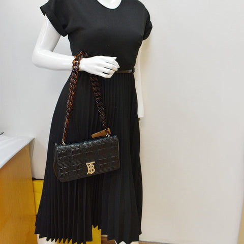 BURBERRY Lola Small Quilted Leather Shoulder Bag Black