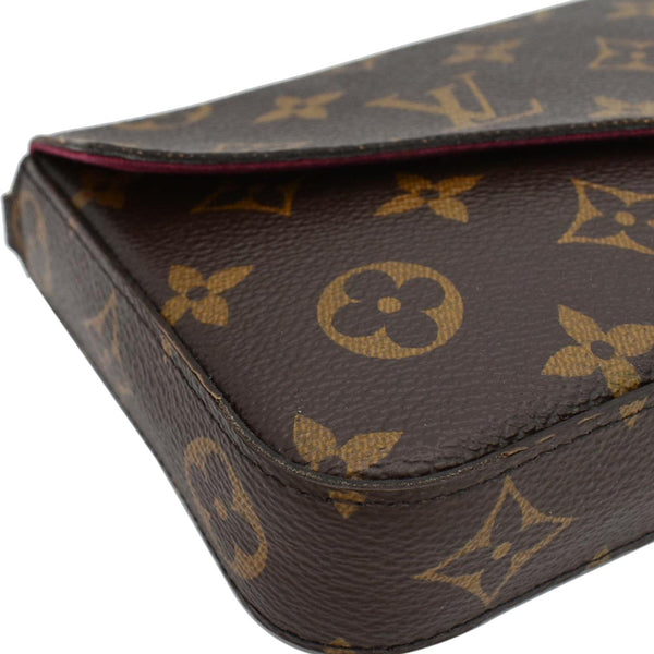 LOUIS VUITTON Felicie Monogram Canvas Pochette Crossbody Bag Brown