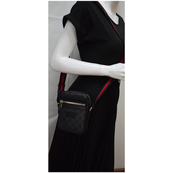 GUCCI GG Supreme Monogram Web Messenger Bag Black 598103