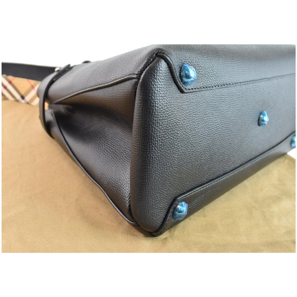 BURBERRY Medium Banner Derby Leather Tote Shoulder Bag Black