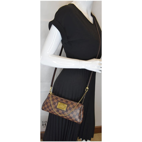 LOUIS VUITTON Eva Damier Ebene Pochette Clutch Crossbody Bag