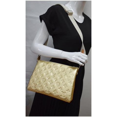 LOUIS VUITTON Coussin PM Monogram Embossed Shoulder Bag Gold
