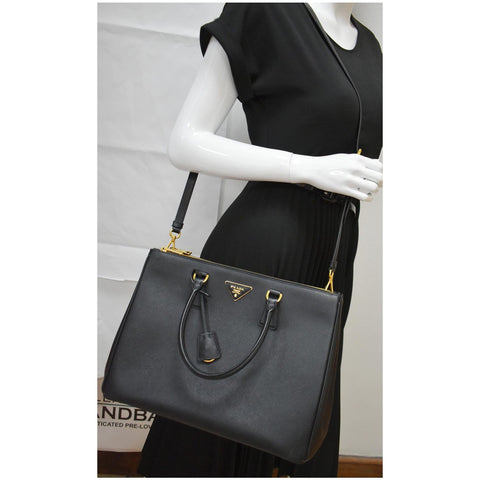 PRADA Galleria Large Saffiano Leather Tote Bag Black