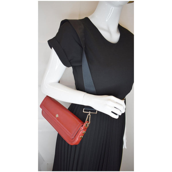 BURBERRY Small Pochette Leather Shoulder Bag Red