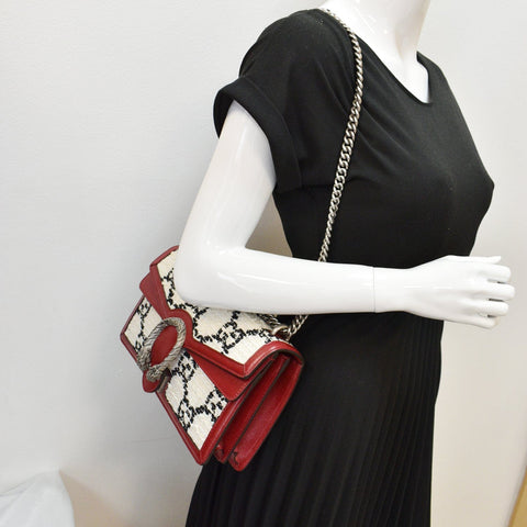 GUCCI Dionysus GG Tweed Small Shoulder Bag Cerise 400249