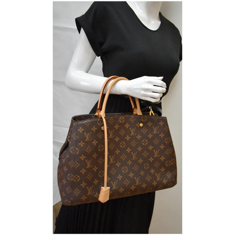 LOUIS VUITTON Montaigne GM Monogram Canvas Shoulder Bag Brown