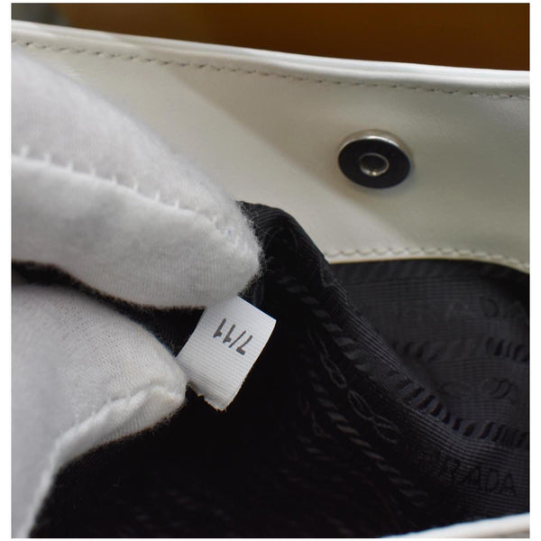 PRADA Cleo Brushed Leather Shoulder Bag White