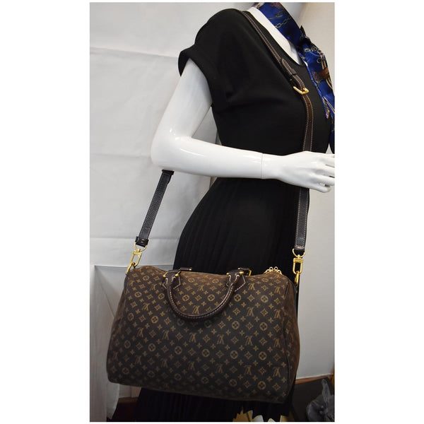 LOUIS VUITTON Speedy 30 Ebene Monogram Mini Lin Shoulder Bag Brown