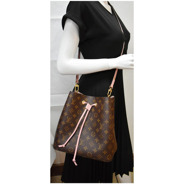 LOUIS VUITTON Neonoe MM Damier Ebene Crossbody Bag Rose