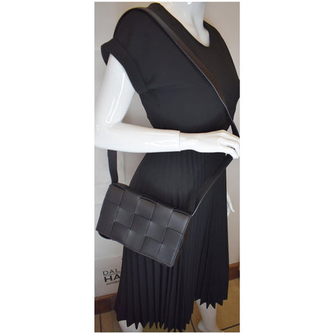 BOTTEGA VENETA Cassette Maxi Lambskin Crossbody Bag Black