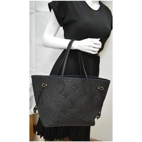 LOUIS VUITTON Neverfull MM Monogram Empreinte Tote Bag Black