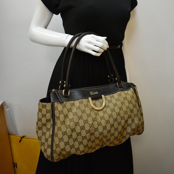 GUCCI D Ring GG Canvas Tote Bag Beige | D. Designer Handbags