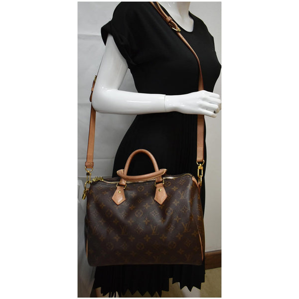 LOUIS VUITTON Speedy 30 Bandouliere Monogram Canvas Shoulder Bag Brown
