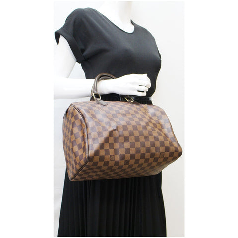 LOUIS VUITTON Speedy 30 Damier Ebene Satchel Bag Brown