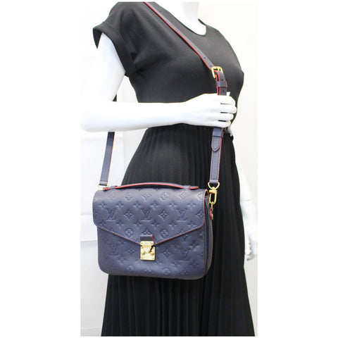 LOUIS VUITTON Metis Pochette Empreinte Leather Crossbody Bag Blue