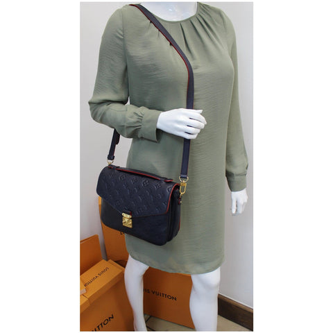 LOUIS VUITTON Metis Pochette Empreinte Leather Crossbody Bag Blue