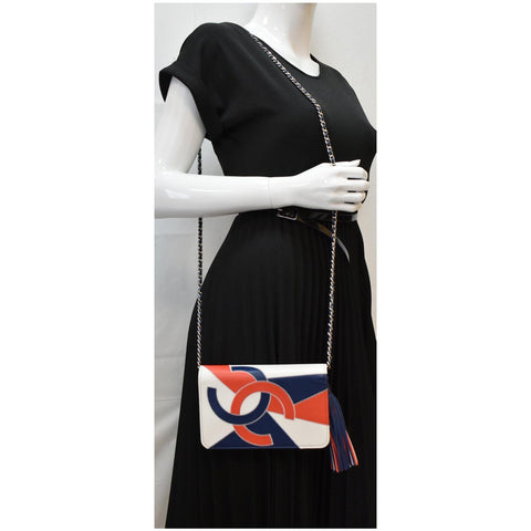 CHANEL Tassel Patchwork Leather Wallet On Chain Multicolor