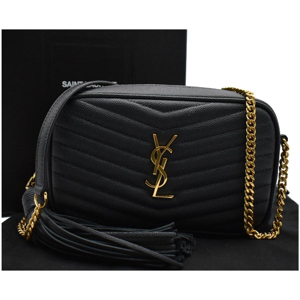 YVES SAINT LAURENT Mini Lou Grain De Poudre Camera Bag Black
