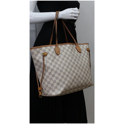 Louis Vuitton Neverfull MM Damier Azur Tote Shoulder Bag